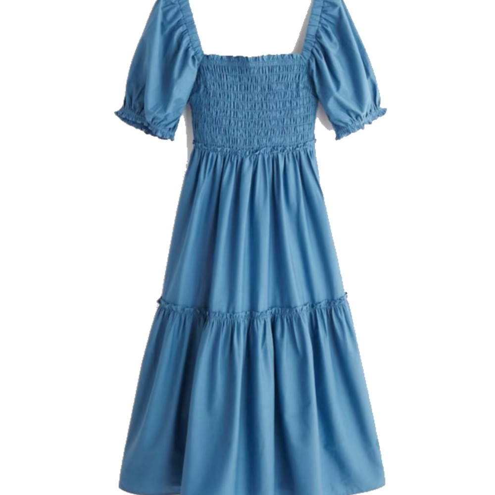 Abercrombie Puff Sleeve Smocked Bodice Midi Dress